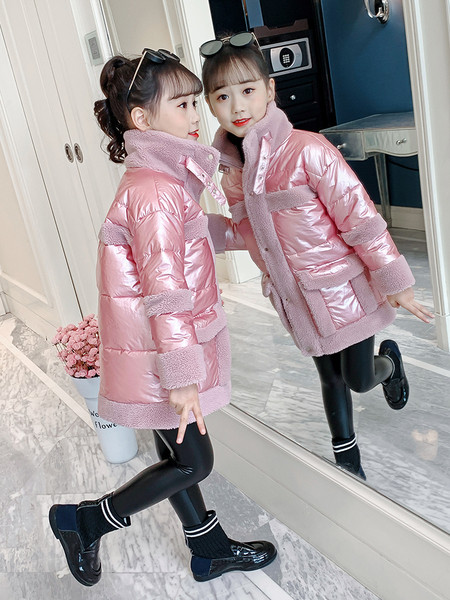 Μοντέρνο παιδικό λαμπερό χειμερινό μπουφάν