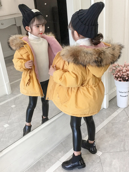 Laste jope tüdrukutele parka tüüpi vöökoha ühendusega - pehme vooder