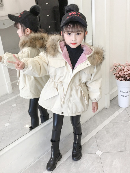 Laste jope tüdrukutele parka tüüpi vöökoha ühendusega - pehme vooder