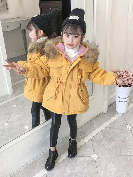 Laste jope tüdrukutele parka tüüpi vöökoha ühendusega - pehme vooder