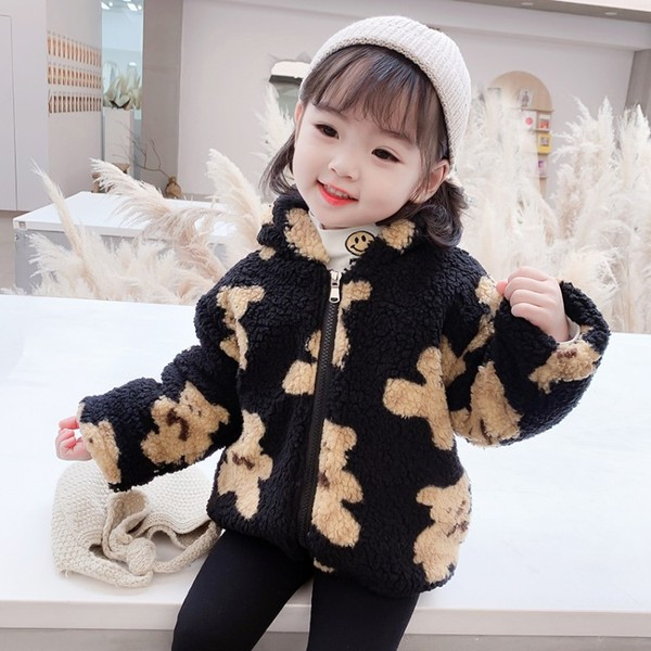 Παιδικό χειμερινό μπουφάν με φερμουάρ και κουκούλα κατάλληλο για κορίτσια