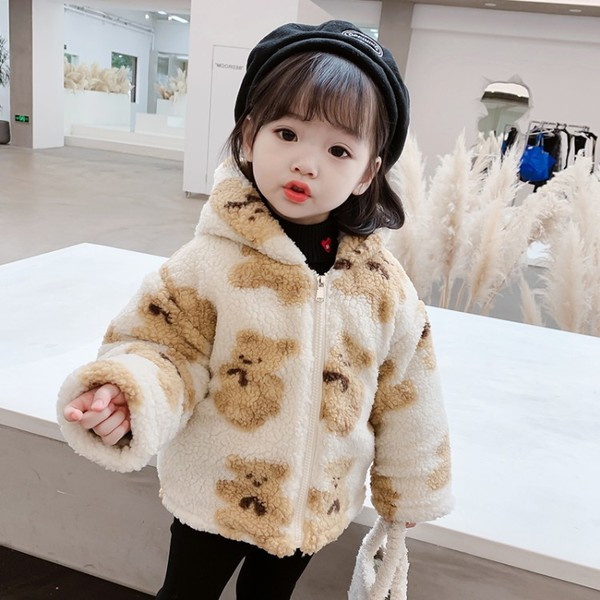 Παιδικό χειμερινό μπουφάν με φερμουάρ και κουκούλα κατάλληλο για κορίτσια