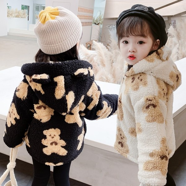 Παιδικό χειμερινό μπουφάν με φερμουάρ και κουκούλα κατάλληλο για κορίτσια