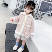 Roosa värvi nööpide ja taskuga laste jope