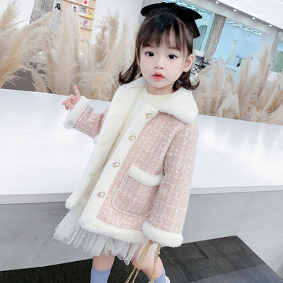 Roosa värvi nööpide ja taskuga laste jope