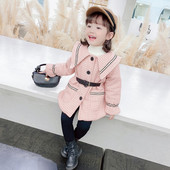 Καθημερινό παιδικό μπουφάν με ζώνη και κουμπιά κατάλληλα για κορίτσια