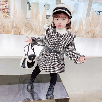 Καθημερινό παιδικό μπουφάν με ζώνη και κουμπιά κατάλληλα για κορίτσια