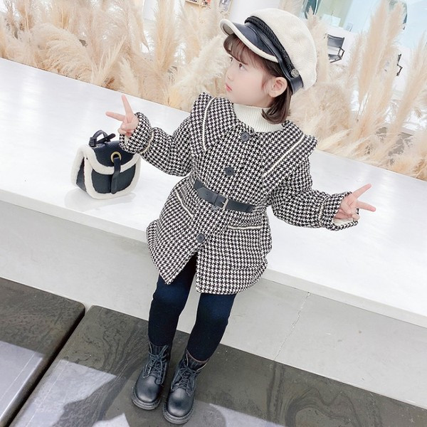 Καθημερινό παιδικό μπουφάν με ζώνη και κουμπιά κατάλληλα για κορίτσια