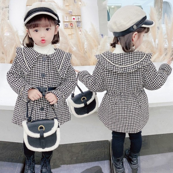 Καθημερινό παιδικό μπουφάν με ζώνη και κουμπιά κατάλληλα για κορίτσια