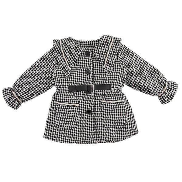 Καθημερινό παιδικό μπουφάν με ζώνη και κουμπιά κατάλληλα για κορίτσια