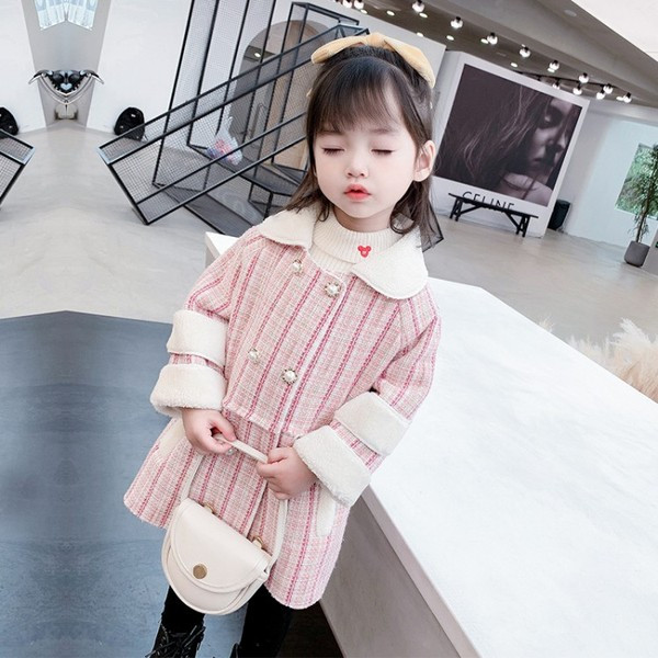 Καθημερινό παιδικό μπουφάν με κουμπιά και απαλή επένδυση για κορίτσια