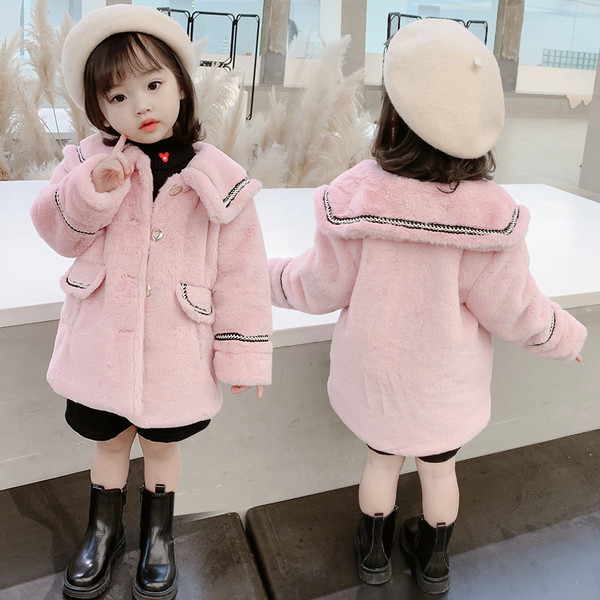 Μοντέρνο παιδικό παλτό για κορίτσια με κουμπιά