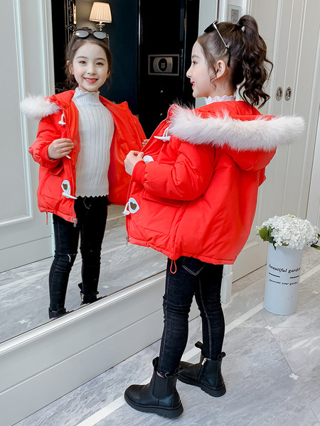 Talvine kapuutsiga laste jope tüdrukutele