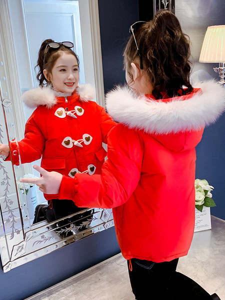 Talvine kapuutsiga laste jope tüdrukutele