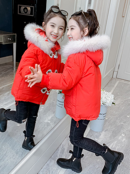 Talvine kapuutsiga laste jope tüdrukutele