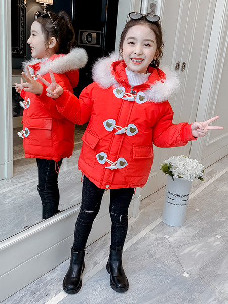 Talvine kapuutsiga laste jope tüdrukutele