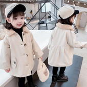 Moodne laste sügisjope, mis sobib tüdrukutele beežis värvitoonis