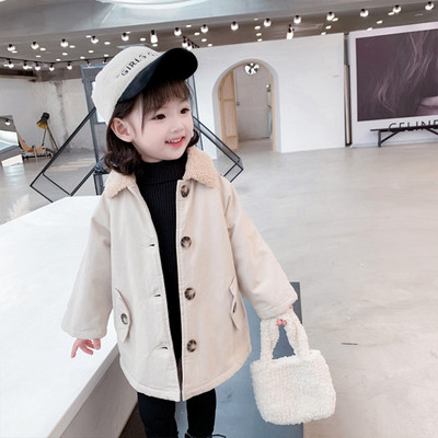 Moodne laste sügisjope, mis sobib tüdrukutele beežis värvitoonis