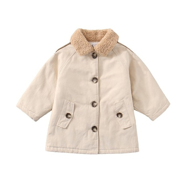 Moodne laste sügisjope, mis sobib tüdrukutele beežis värvitoonis