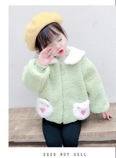 Tüdrukutele sobiv lukuga ja taskutega laste sulejope