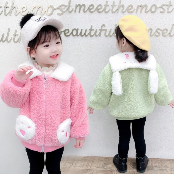 Tüdrukutele sobiv lukuga ja taskutega laste sulejope