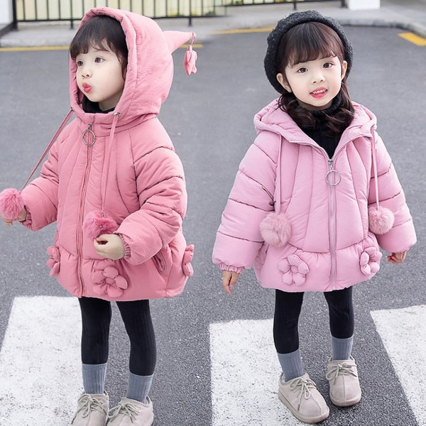 Tüdrukutele sobiv igapäevane lukuga ja udusulgedega laste jope