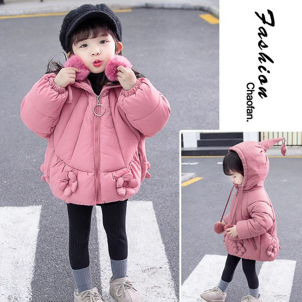 Tüdrukutele sobiv igapäevane lukuga ja udusulgedega laste jope