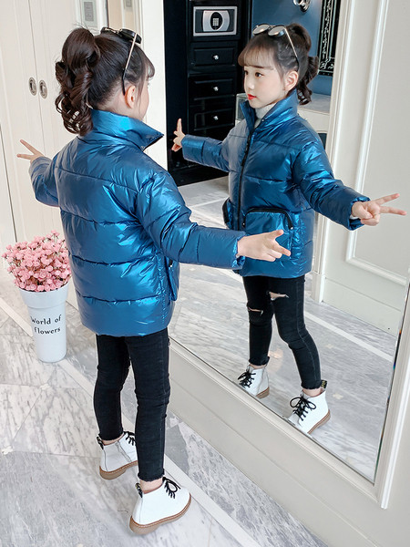 Παιδικό χειμερινό μπουφάν χωρίς κουκούλα για κορίτσια