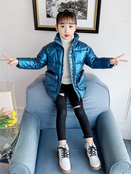 Παιδικό χειμερινό μπουφάν χωρίς κουκούλα για κορίτσια