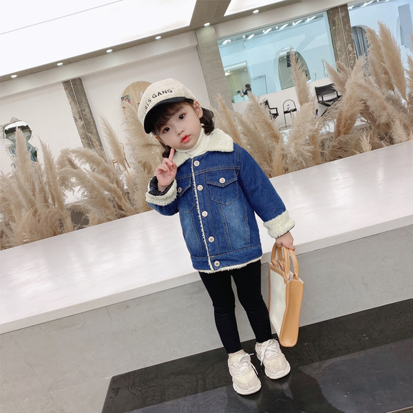 Pehme voodriga teksane lastejakk tüdrukutele