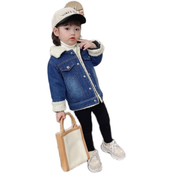 Pehme voodriga teksane lastejakk tüdrukutele