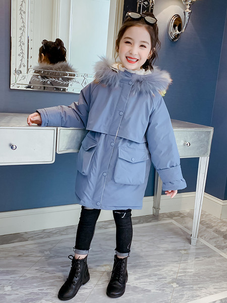 Παιδικό χειμερινό μπουφάν με γούνα - μακρύ μοντέλο