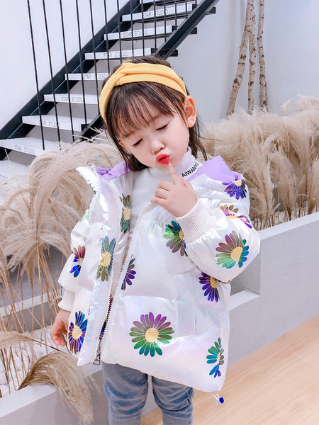 Παιδικό μπουφάν με λουλούδια για κορίτσια και κουκούλα