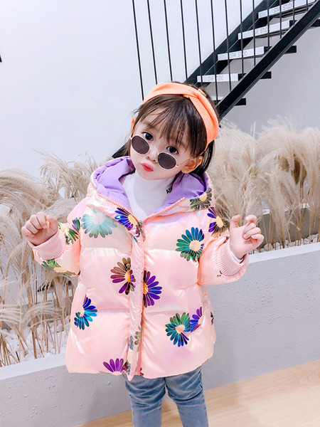 Παιδικό μπουφάν με λουλούδια για κορίτσια και κουκούλα