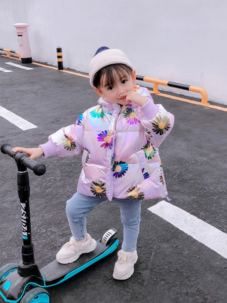 Παιδικό μπουφάν με λουλούδια για κορίτσια και κουκούλα