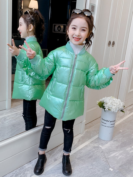 Talvine laste roheline jakk ilma kapuutsita - tüdrukutele