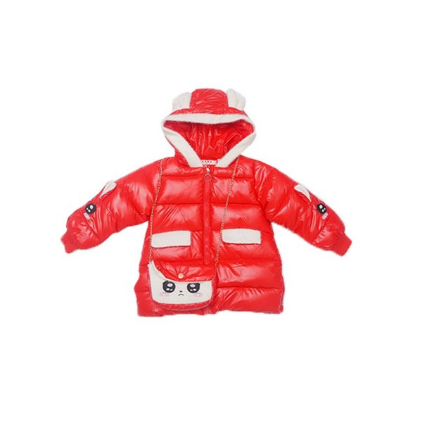 3D-elementide ja kapuutsiga talvine lastejope tüdrukutele