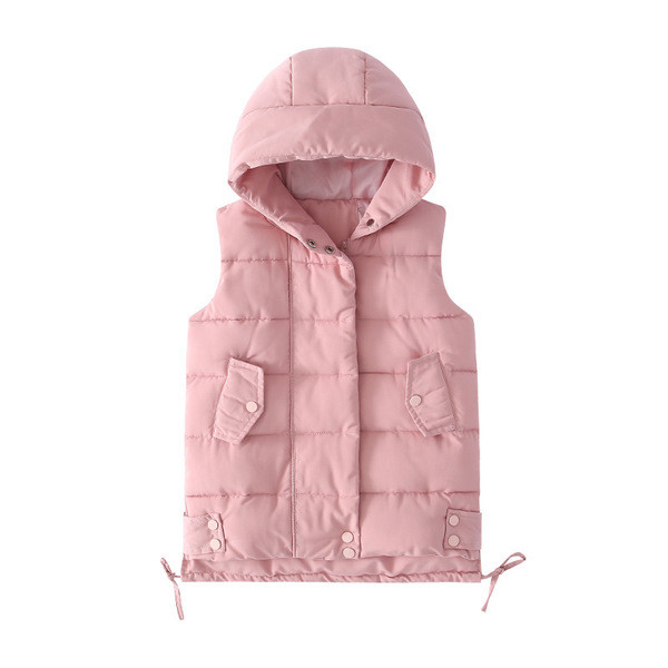 Casual παιδικό γιλέκο για κορίτσια μεσαίου μήκους και κουκούλα