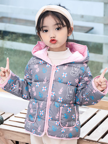 Πολύχρωμο παιδικό μπουφάν για κορίτσια με τσέπες και φερμουάρ