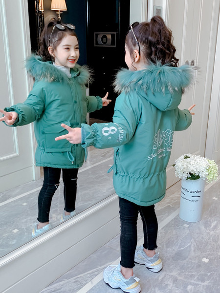 Talvine kapuutsiga laste jope tüdrukutele