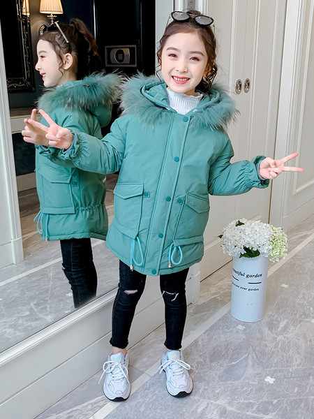 Talvine kapuutsiga laste jope tüdrukutele