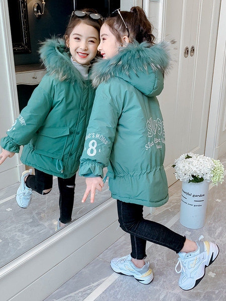 Talvine kapuutsiga laste jope tüdrukutele