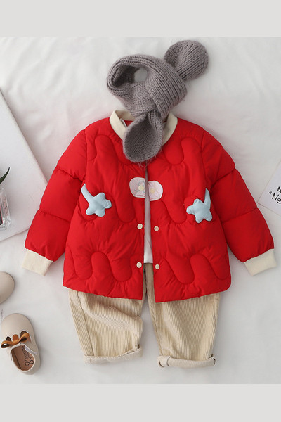 Dječja jakna za djevojčice s gumbima i 3D elementom