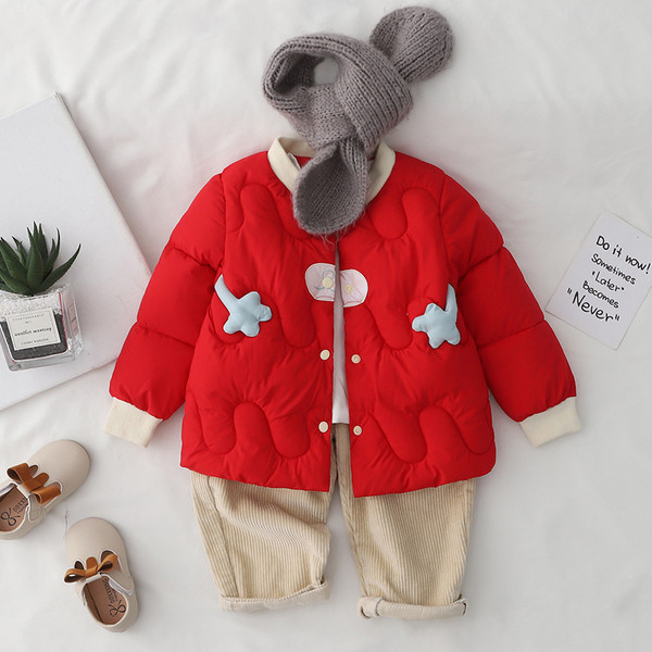 Dječja jakna za djevojčice s gumbima i 3D elementom