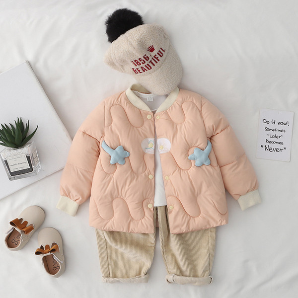 Dječja jakna za djevojčice s gumbima i 3D elementom