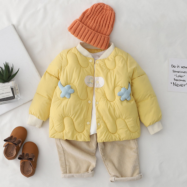 Dječja jakna za djevojčice s gumbima i 3D elementom