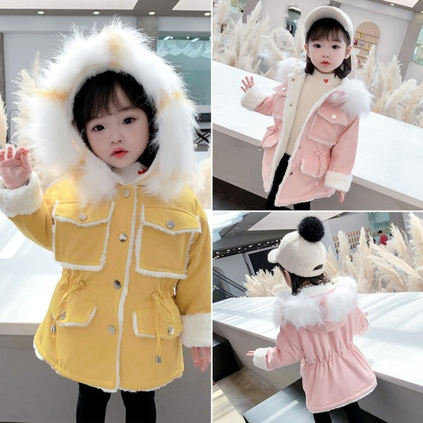 Sule ja nööpidega laste talvejope tüdrukutele