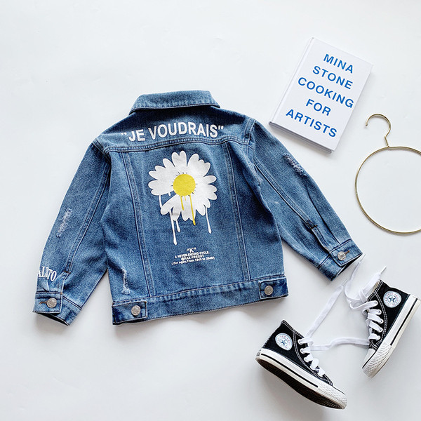 Παιδικό τζιν μπουφάν για κορίτσια με απλικέ