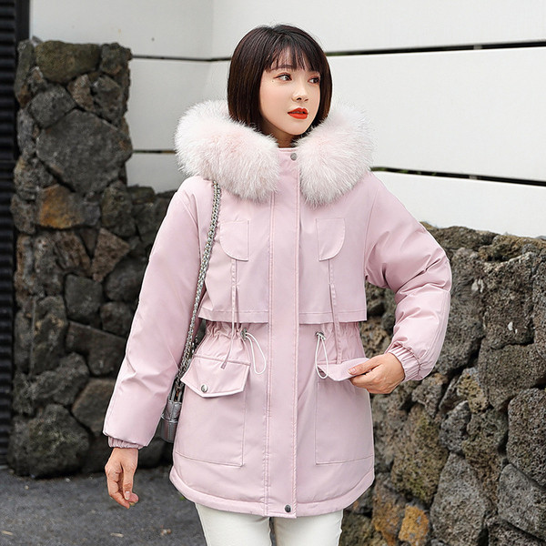 Дамскo зимно топло яке с цветен пух в различни цветове с качулка в зелено, черно,сиво, синьо