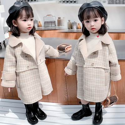 Laste ruuduline nööpidega mantel - tüdrukutele